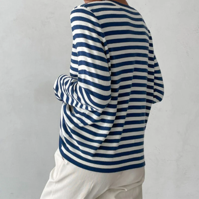 Dames T-shirt Met Strepen Lange Mouwen Voor Herfststijl - Image 8