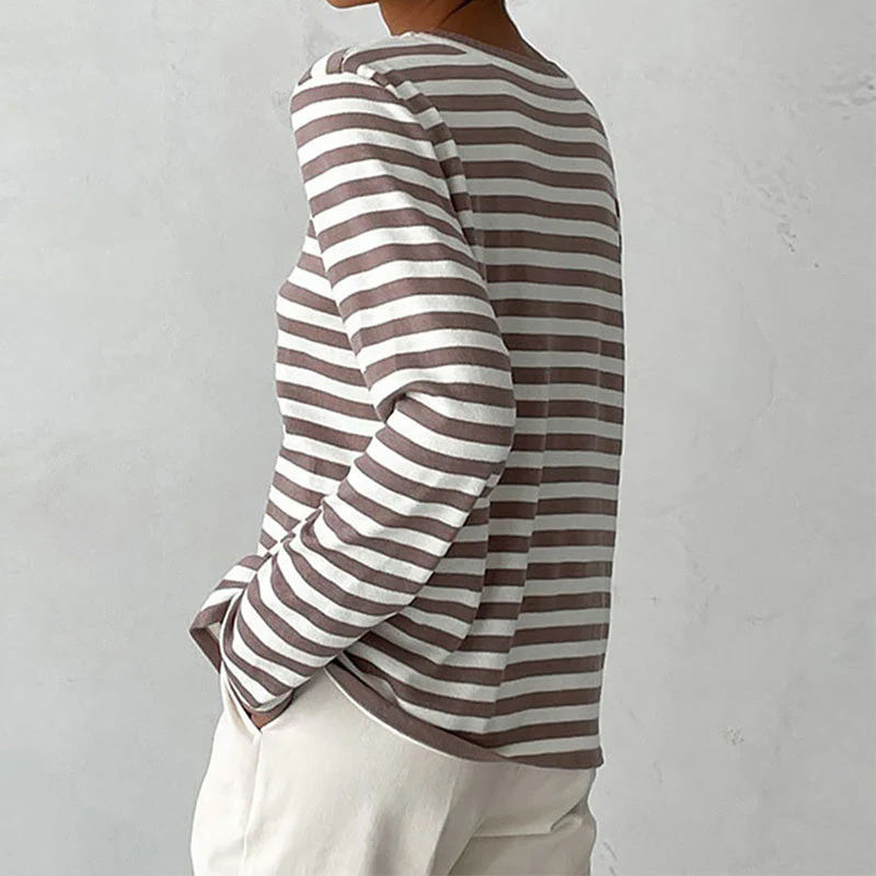 Dames T-shirt Met Strepen Lange Mouwen Voor Herfststijl - Image 9