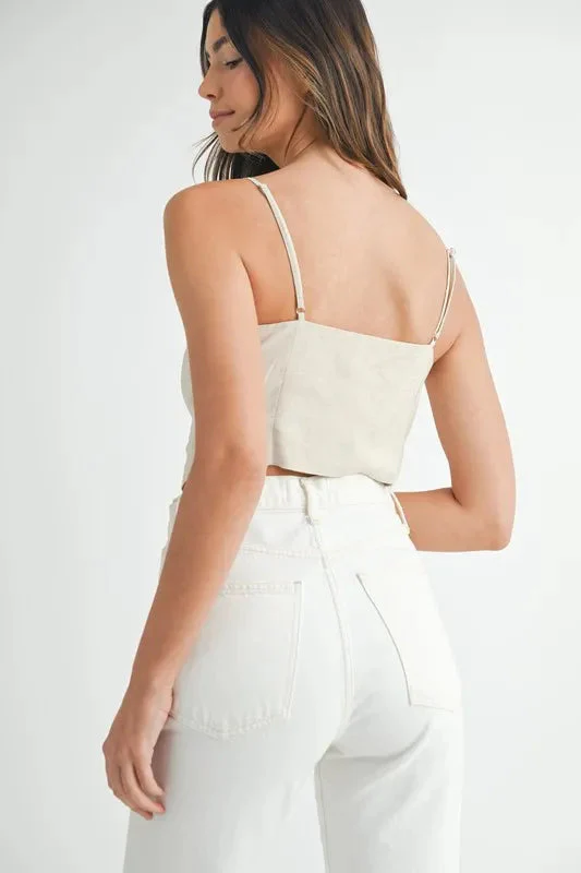 Dames Tanktop Met Knoopsluiting Van Linnenmix - Image 3