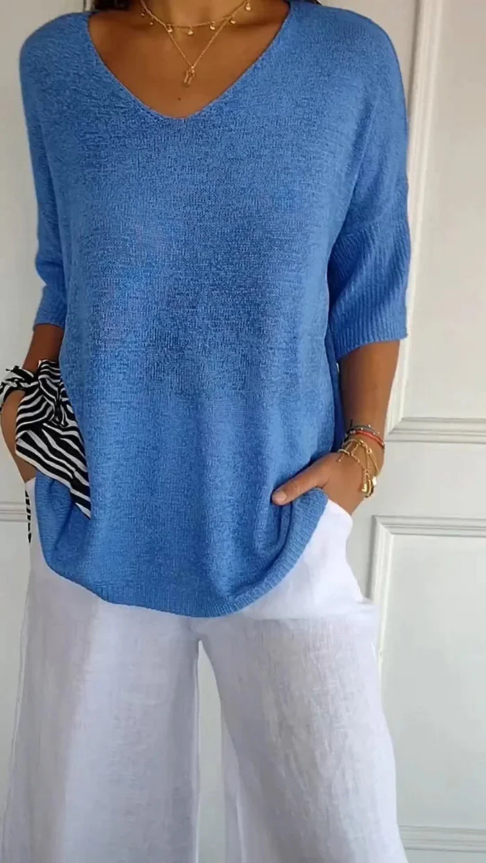 Dames Top V-Ausschnitt Casual Chic - Image 5