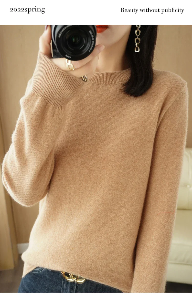 Dames Trui Merino O-Hals Pullover Lange Mouwen - Image 13