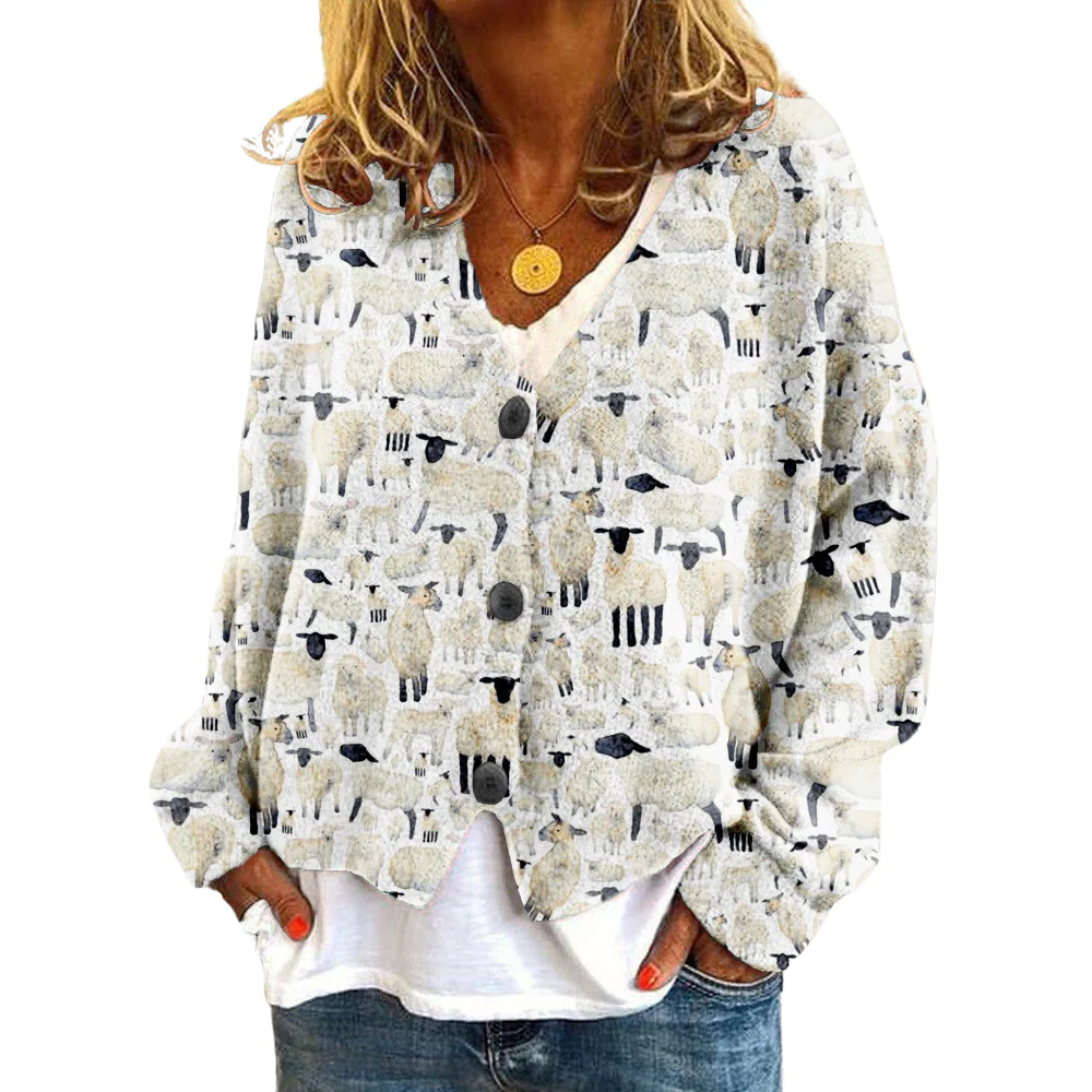 Dames Vintage Sweater met Fåremønster en V-hals - Image 2
