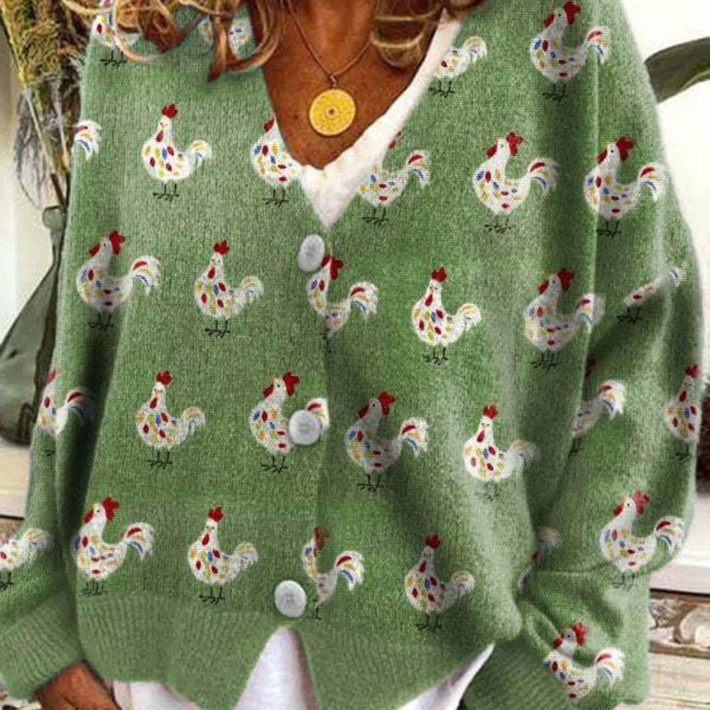 Dames Vintage Sweater met Fåremønster en V-hals - Image 4