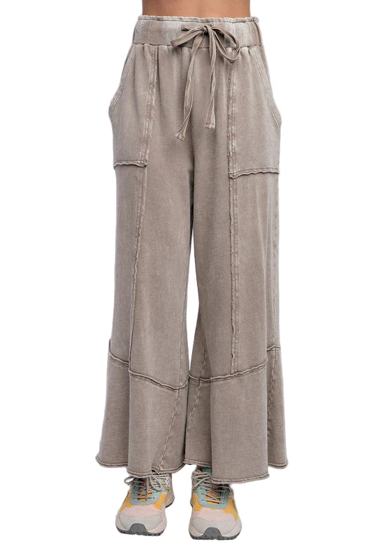 Dames Wijde Pantalon van Terry Knit in Mineral Washed Stijl