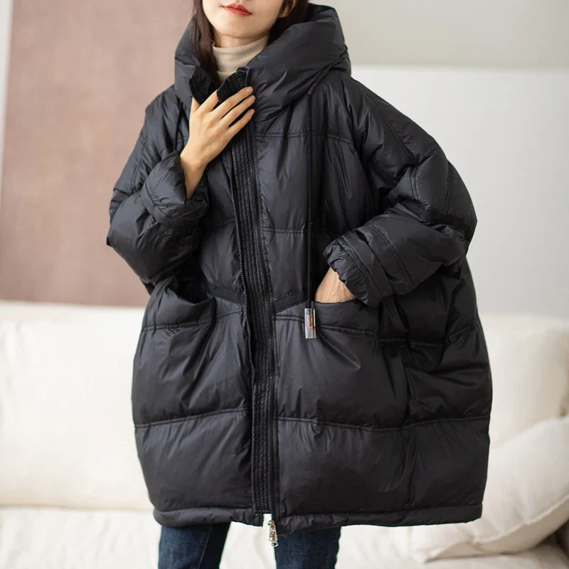 Dames Winter Parka Met Capuchon Losse Pasvorm voor Comfort en Warmte - Image 3