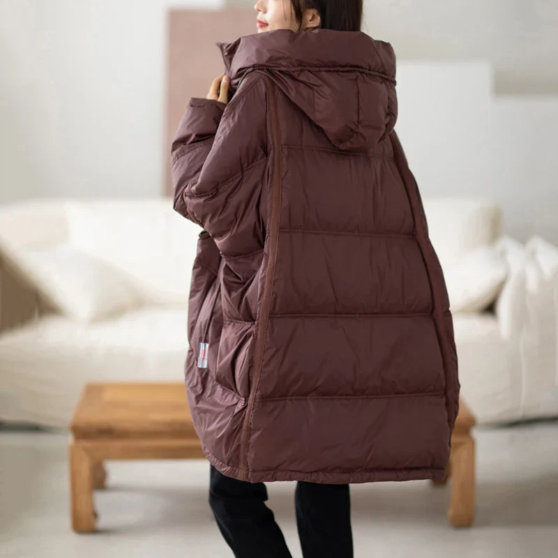 Dames Winter Parka Met Capuchon Losse Pasvorm voor Comfort en Warmte - Image 4