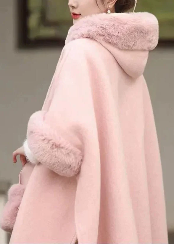 Dames Wollen Jas met Roze Bontkraag en Kwastjes - Image 5