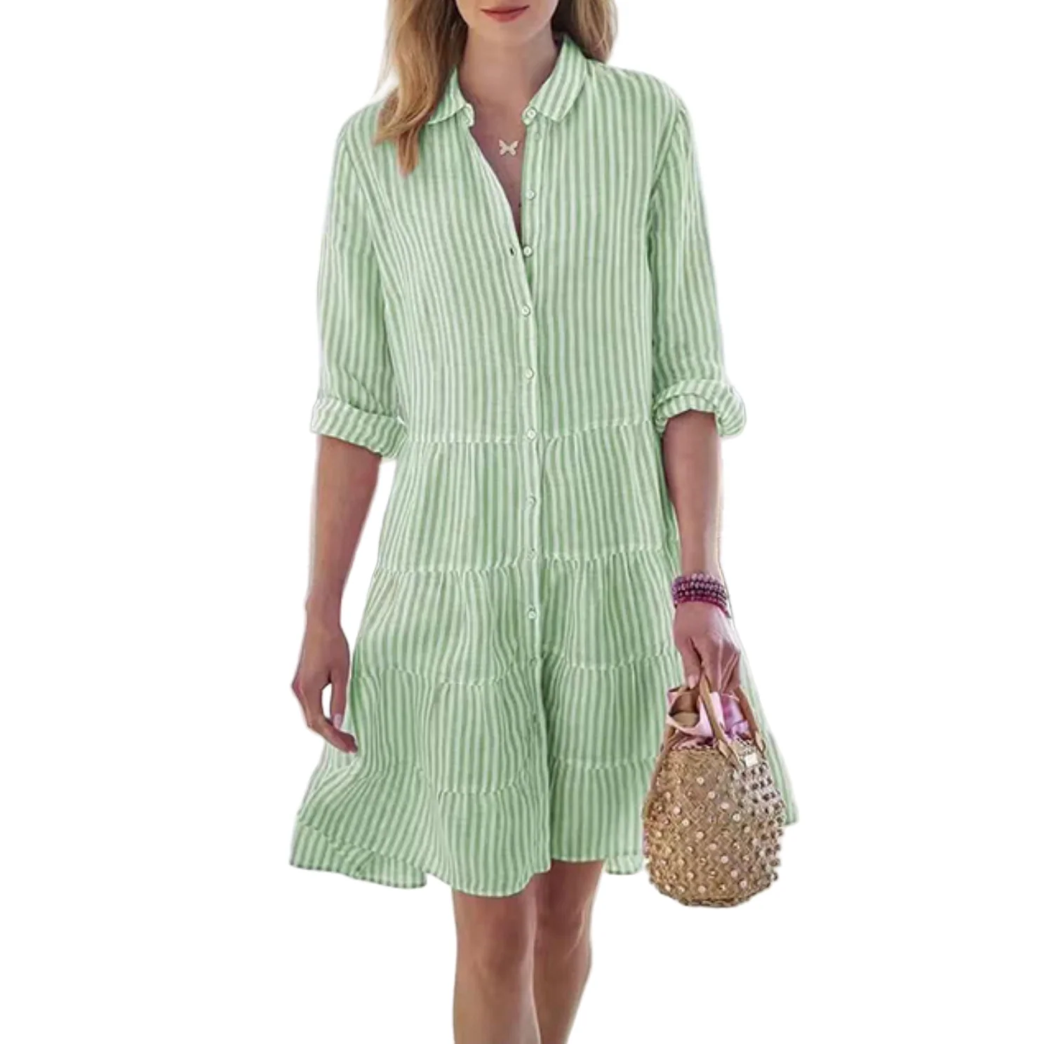Dames Zomerjurk Ademende Linnenstijl