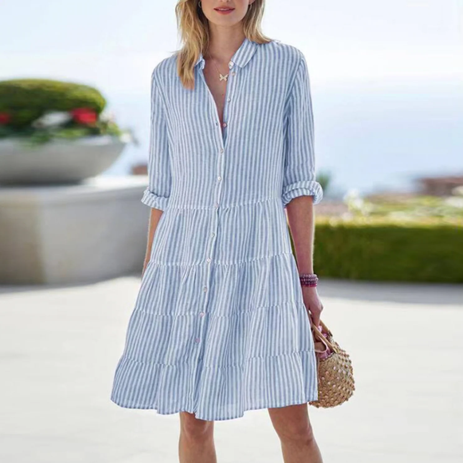 Dames Zomerjurk Ademende Linnenstijl - Image 2