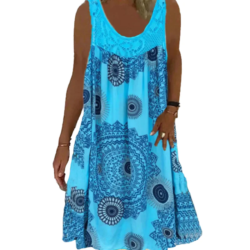 Dames Zomerjurk Mouwloos Speelse Print