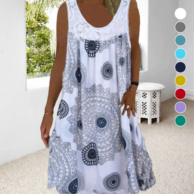 Dames Zomerjurk Mouwloos Speelse Print - Image 2