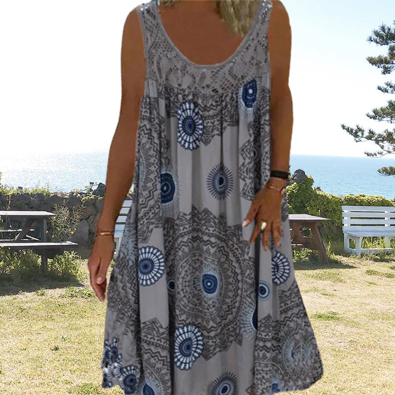 Dames Zomerjurk Mouwloos Speelse Print - Image 5