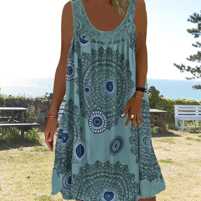 Dames Zomerjurk Mouwloos Speelse Print - Image 6