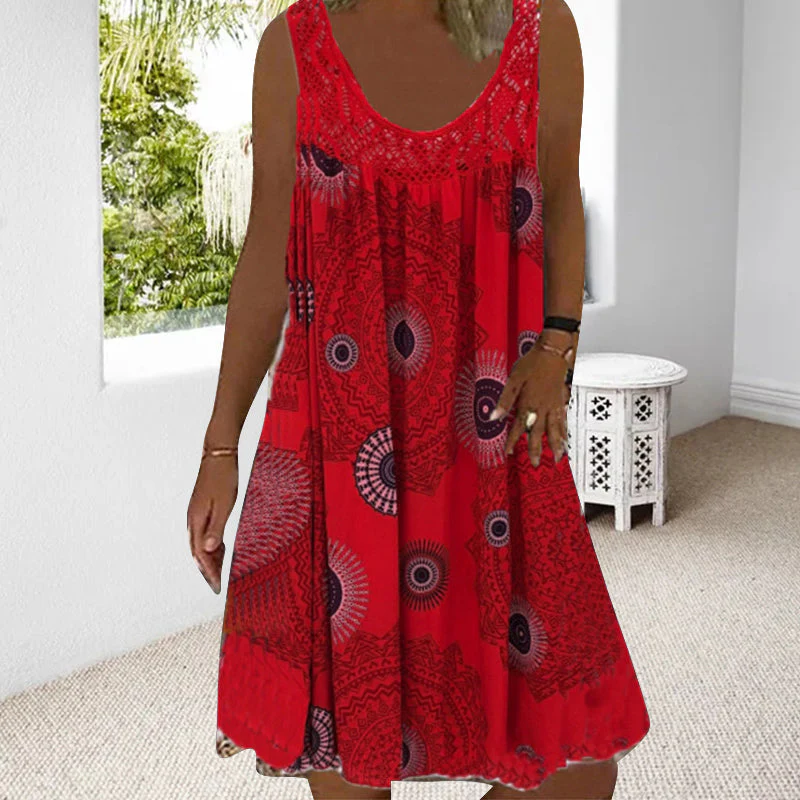 Dames Zomerjurk Mouwloos Speelse Print - Image 9