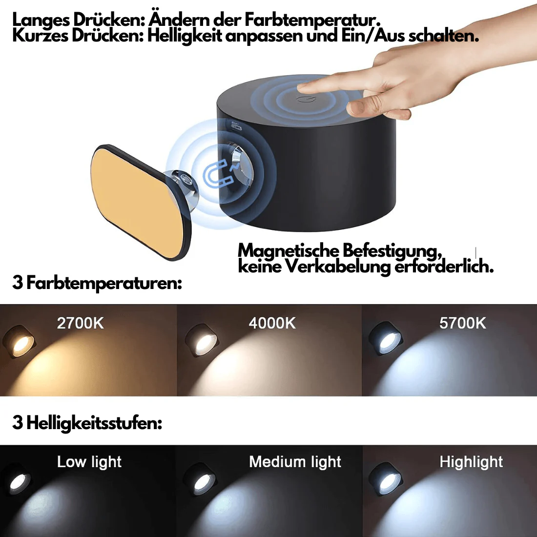 Draadloze Wandlamp 360° Verstelbaar voor Binnen en Buiten Gebruik - Image 7