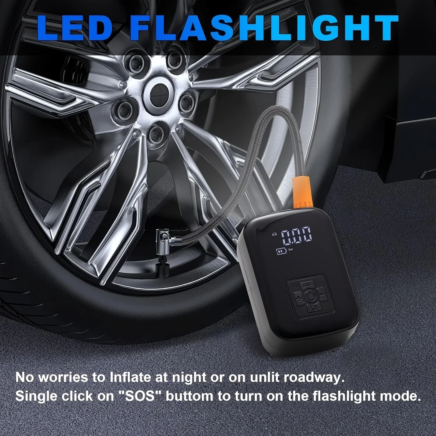 Draagbare Luchtcompressor Digitale Pomp met LED-lamp - Image 7