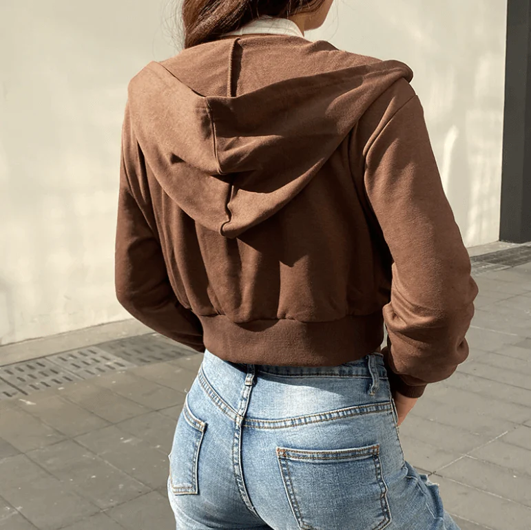 Extra Slanke Gekroesde Zip-Up Hoodie - Image 5