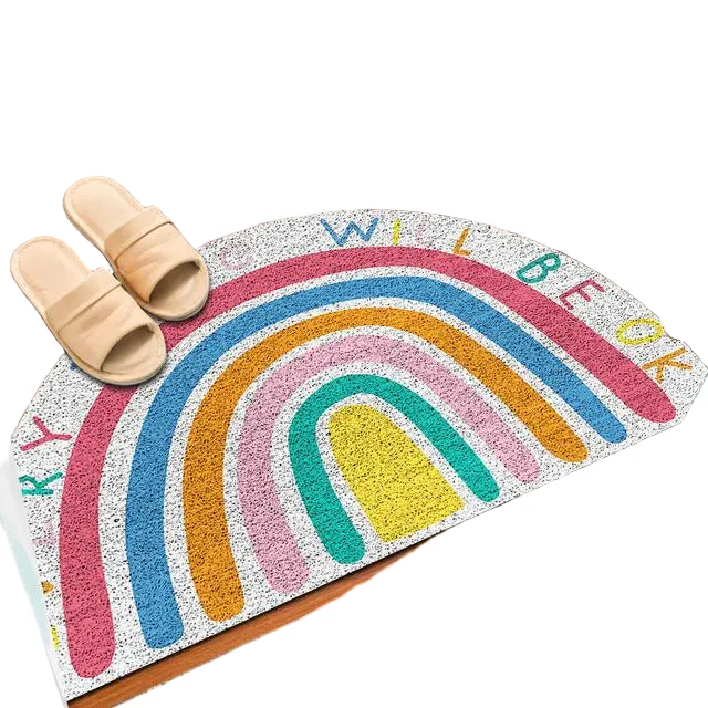 Halfronde Deurmat met Regenboog en Watermeloenprint