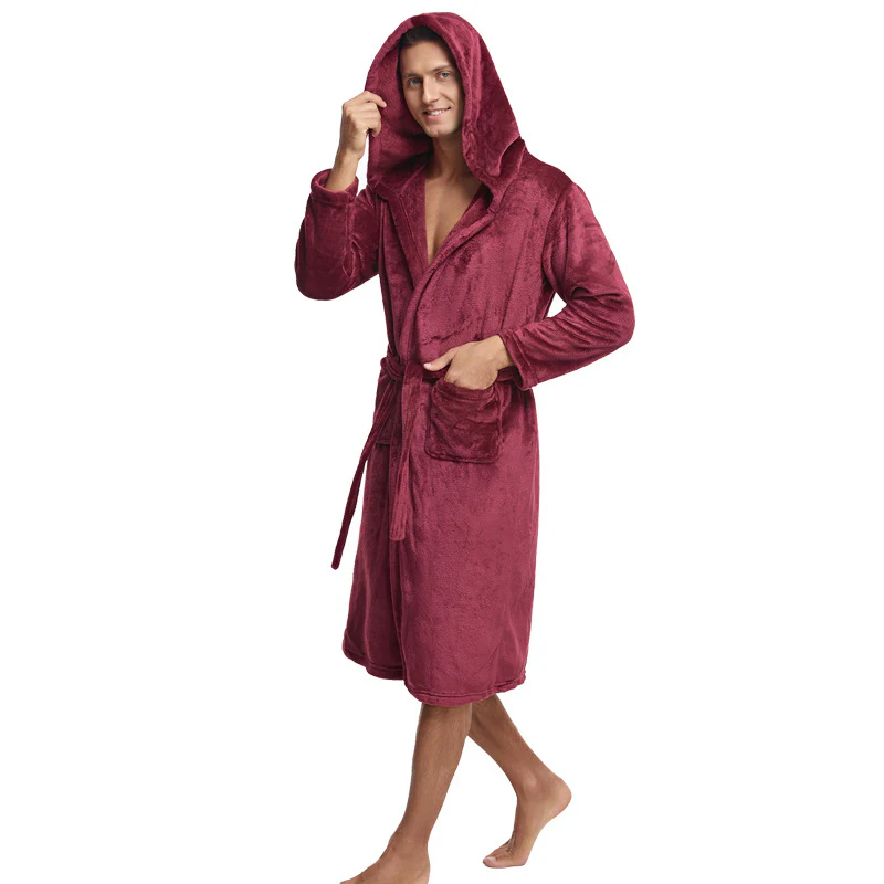 Heren Badjas Lange Fleece Met Ruime Zakken - Image 2