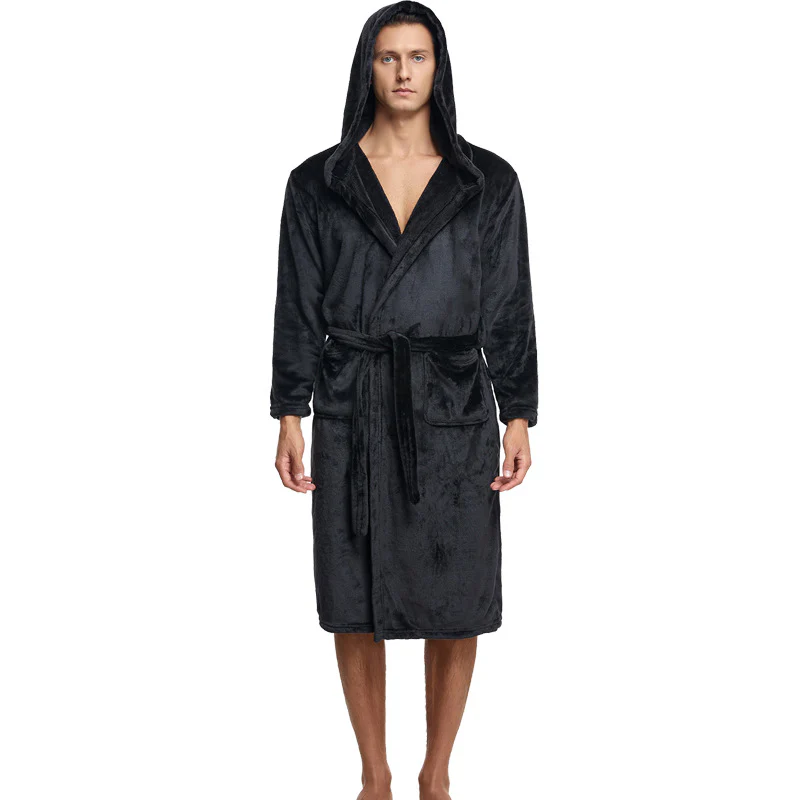 Heren Badjas Lange Fleece Met Ruime Zakken - Image 3