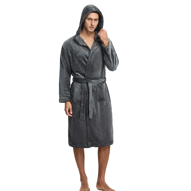 Heren Badjas Lange Fleece Met Ruime Zakken - Image 4