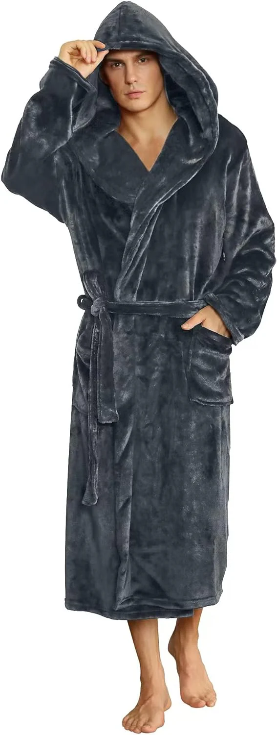Heren Badjas Luxe met Capuchon voor Ochtend en Avond