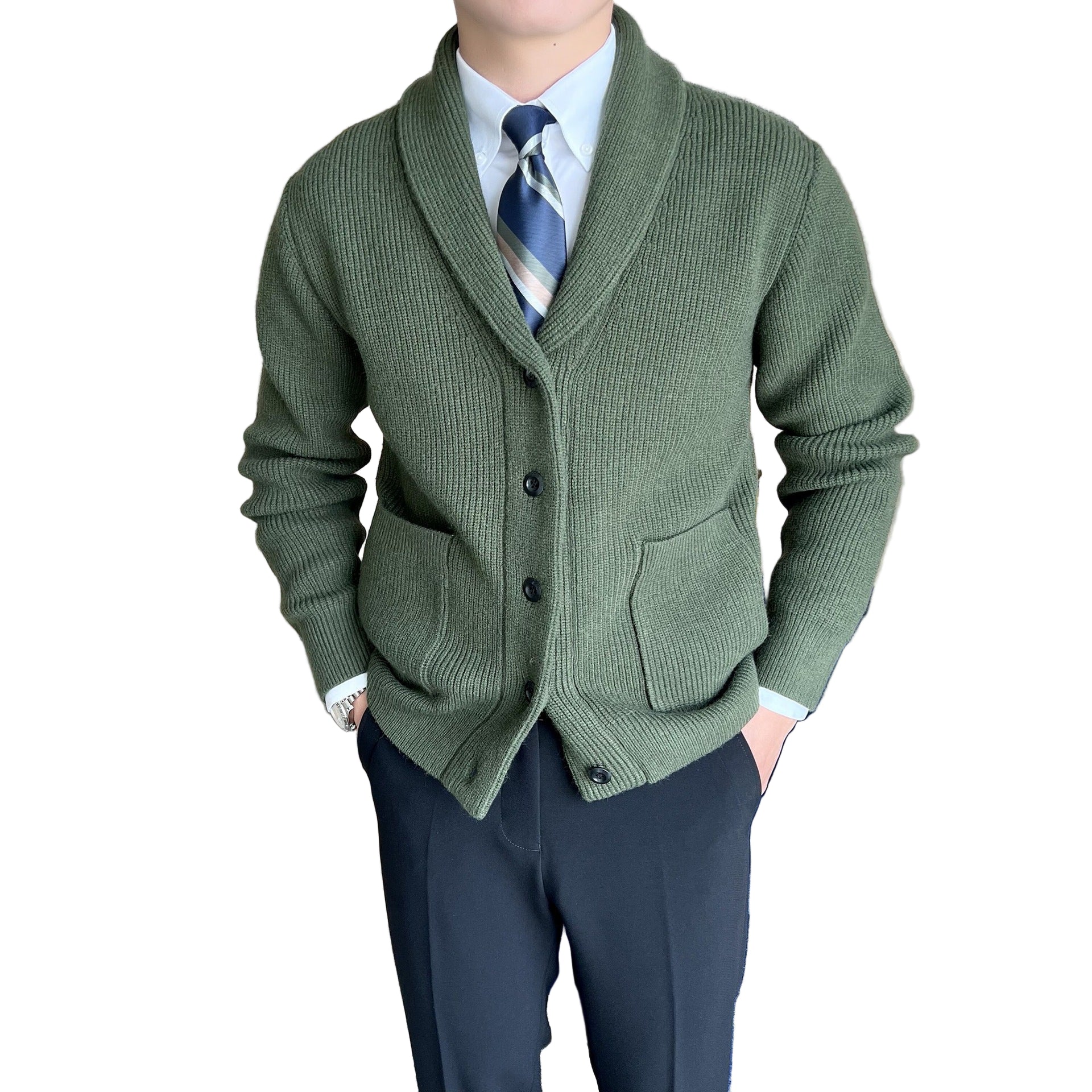 Heren Cardigan met Sjaalkraag - Ribbeltricot - Knopen - Casual tot Dressy