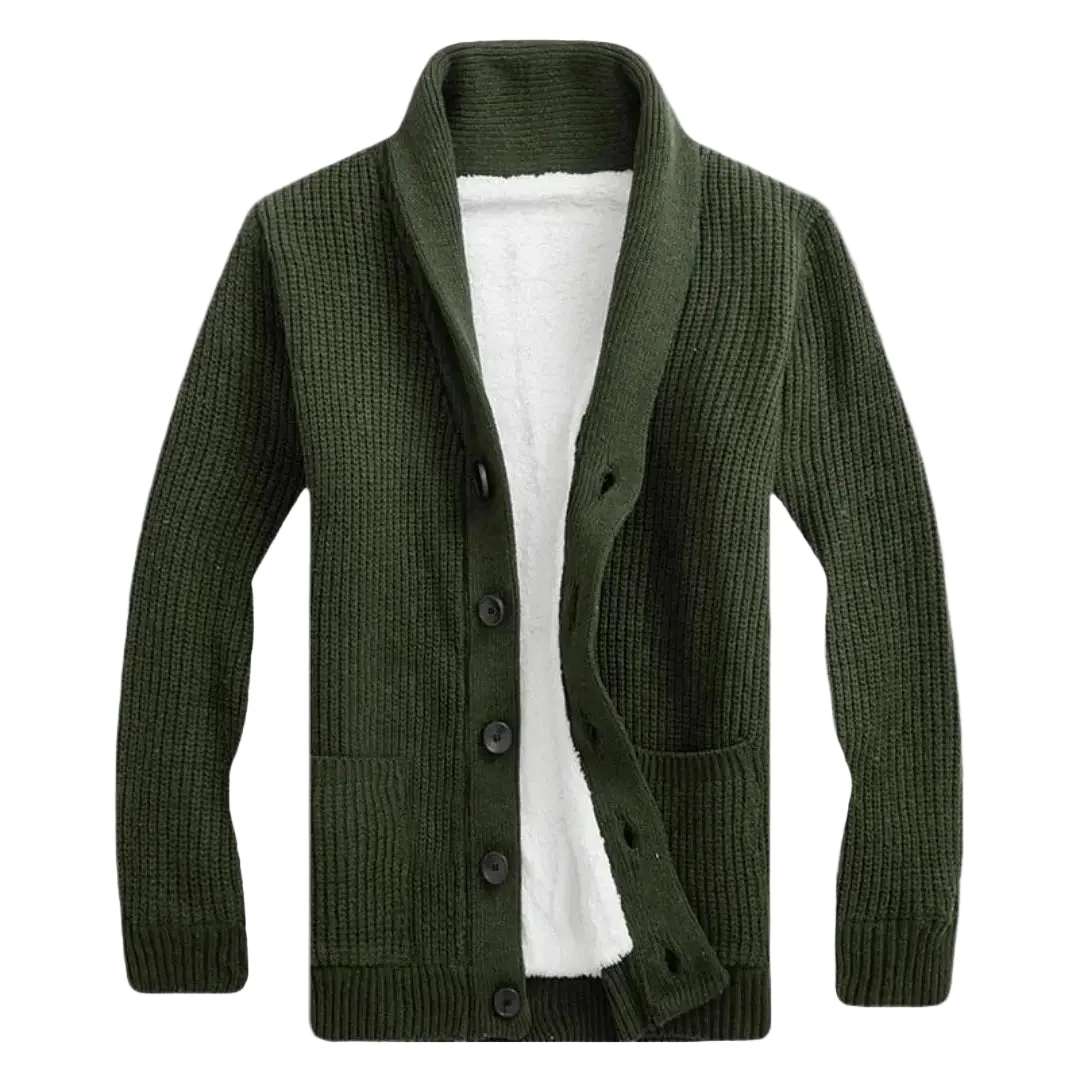 Heren Cardigan met Sjalkraag en Ribbelstructuur voor Comfortabele Stijl