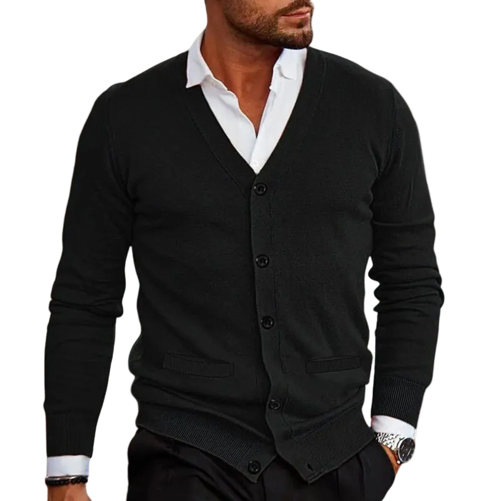 Heren Cardigan V-hals Met Knoopsluiting