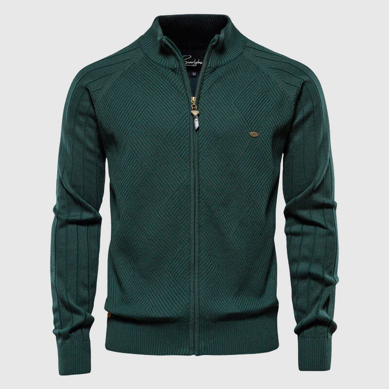 Heren Cardigan Zip-Up Met Geribbelde Textuur voor Casual en Semi-Formele Stijl - Image 3