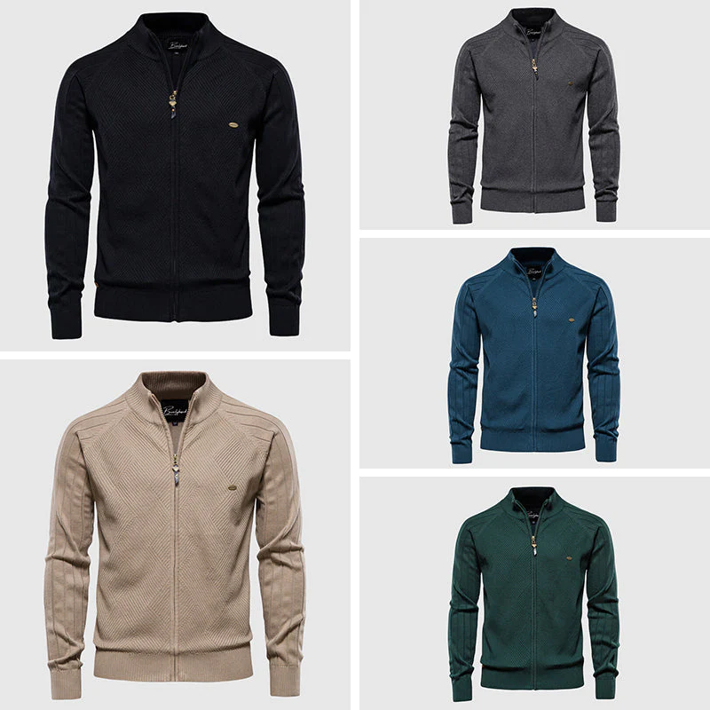 Heren Cardigan Zip-Up Met Geribbelde Textuur voor Casual en Semi-Formele Stijl - Image 7