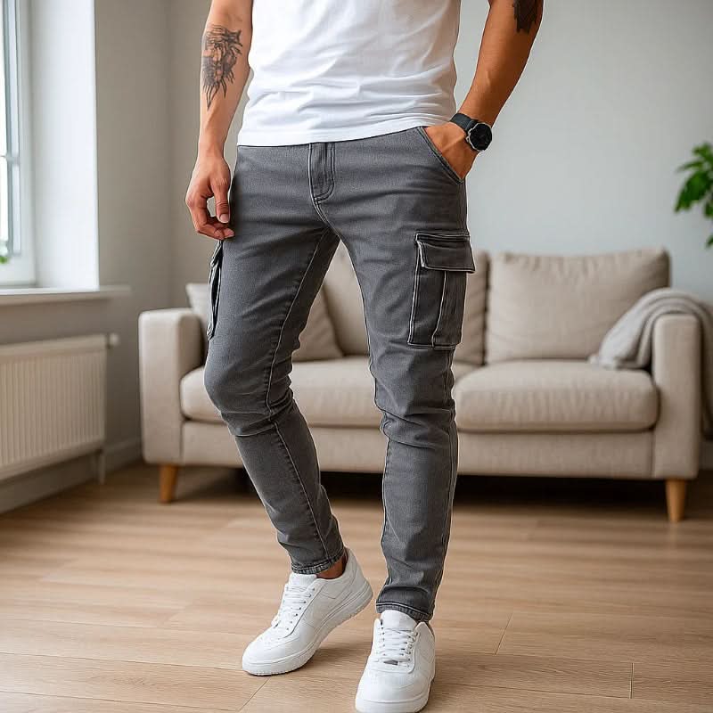 Heren Cargo Broek Aansluitende Pasvorm Met Praktische Zakken - Image 3
