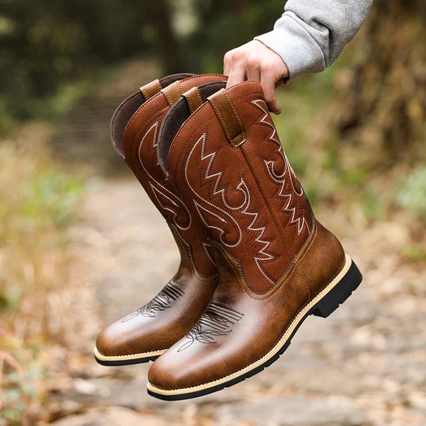 Heren Cowboylaarzen Hoge Top Retro Borduurpatroon - Image 3