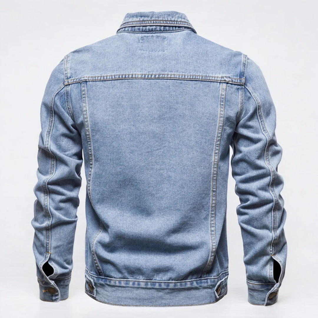 Heren Denim Jas Gewassen Met Dubbele Borstzakken - Image 2