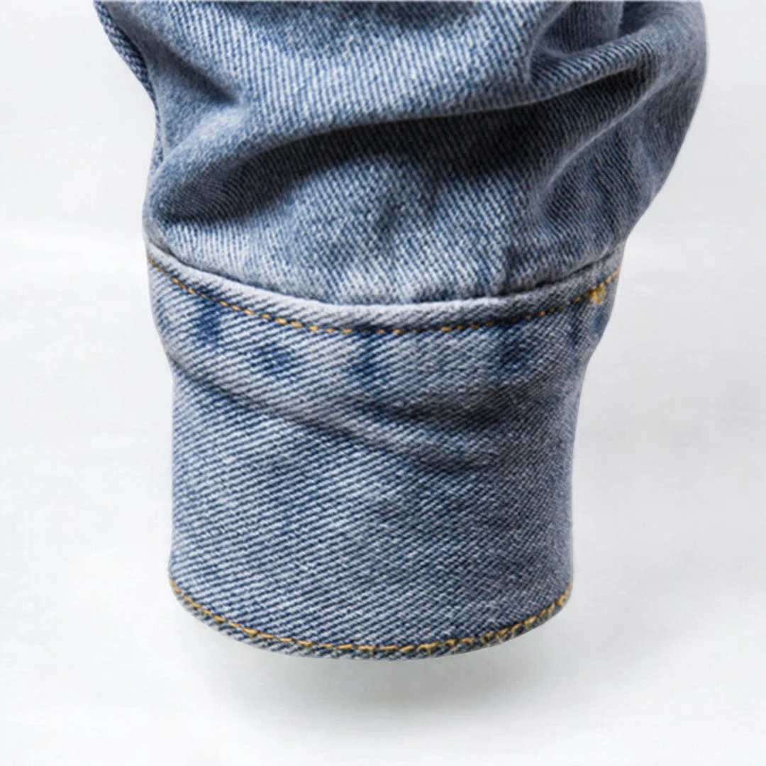Heren Denim Jas Gewassen Met Dubbele Borstzakken - Image 3