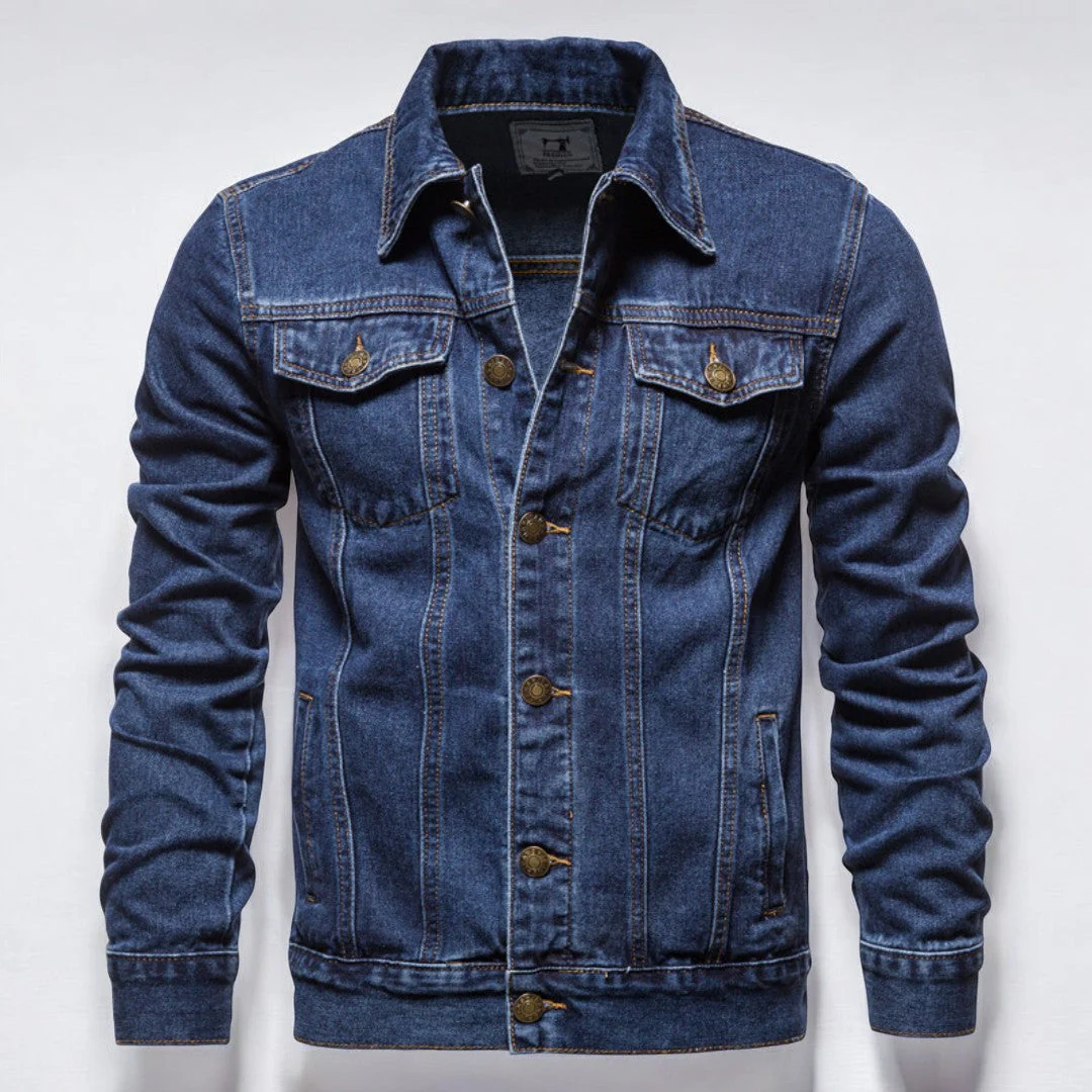 Heren Denim Jas Gewassen Met Dubbele Borstzakken - Image 4