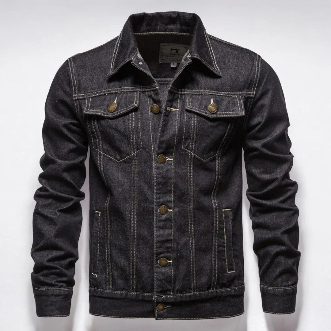 Heren Denim Jas Gewassen Met Dubbele Borstzakken - Image 5