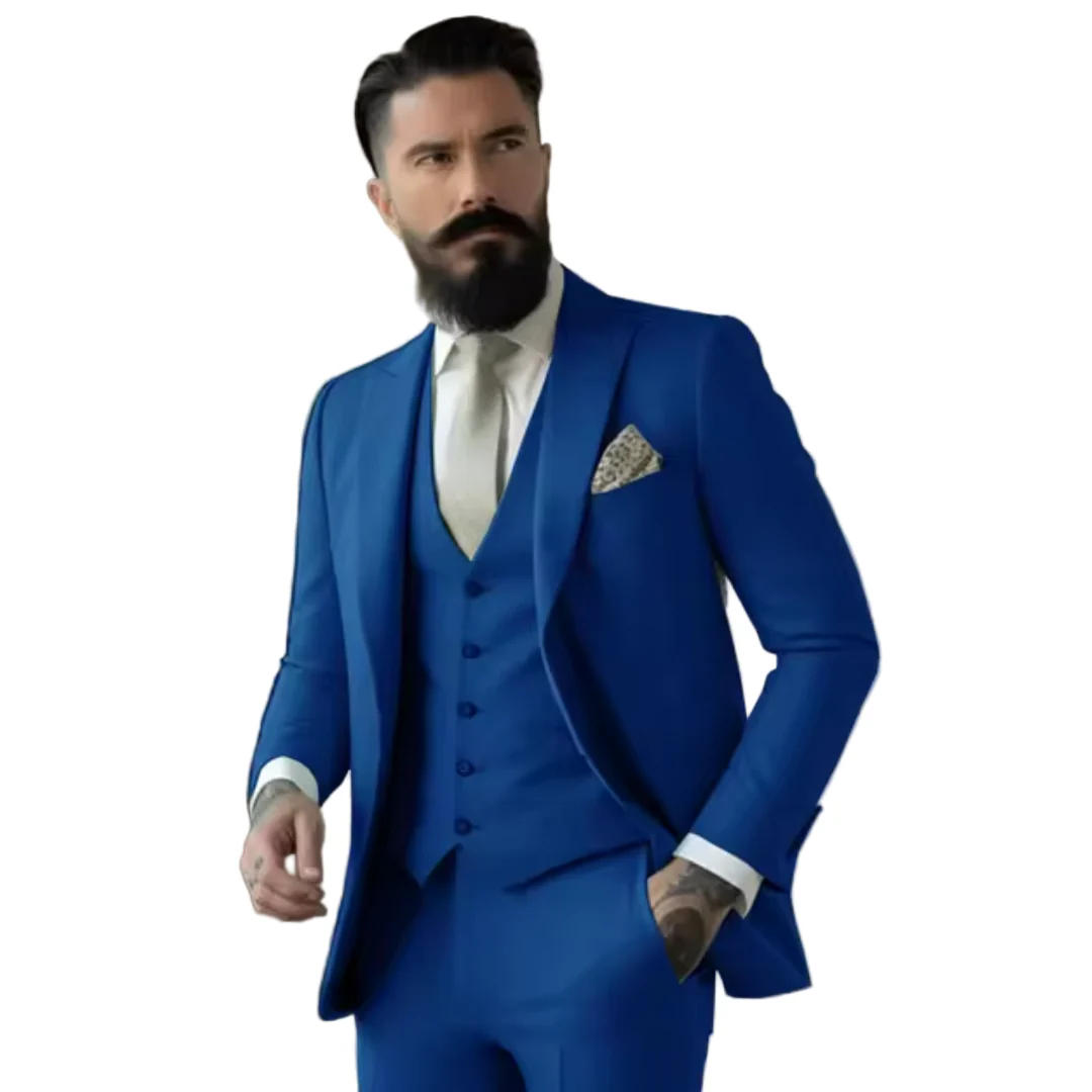 Herren Drie-Delige Pak Slim Fit Wolmix voor Bruiloften en Formele Evenementen