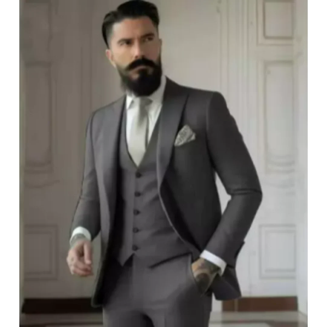 Herren Drie-Delige Pak Slim Fit Wolmix voor Bruiloften en Formele Evenementen - Image 6