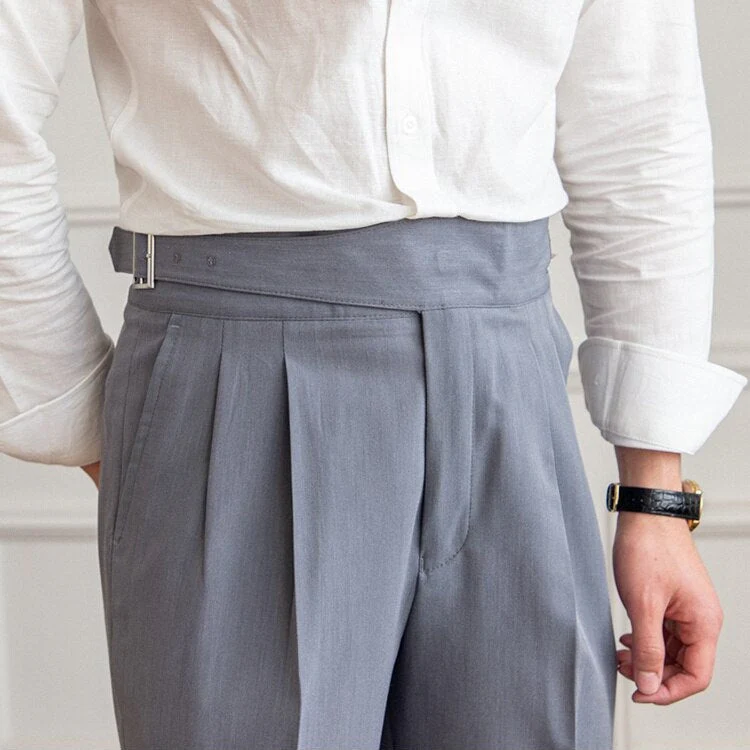 Heren Hoge Taille Broek Tailored Fit Met Geplooide Voorkant - Image 3
