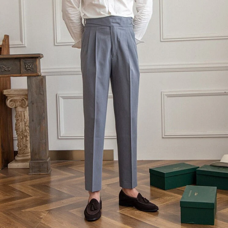Heren Hoge Taille Broek Tailored Fit Met Geplooide Voorkant - Image 8
