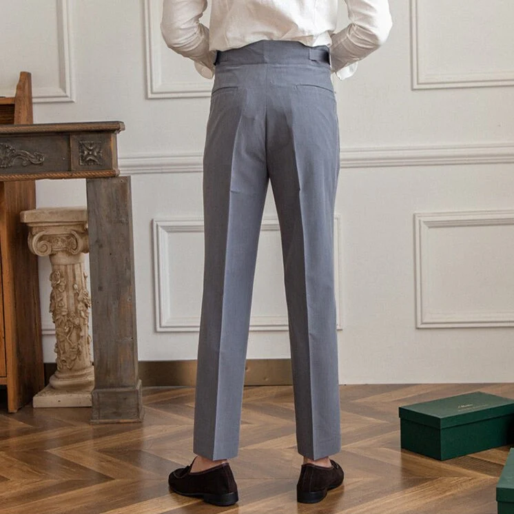 Heren Hoge Taille Broek Tailored Fit Met Geplooide Voorkant - Image 9