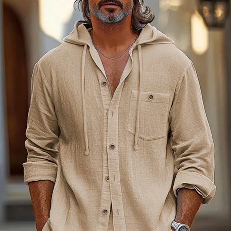 Heren Hooded Shirt Casual - Image 3