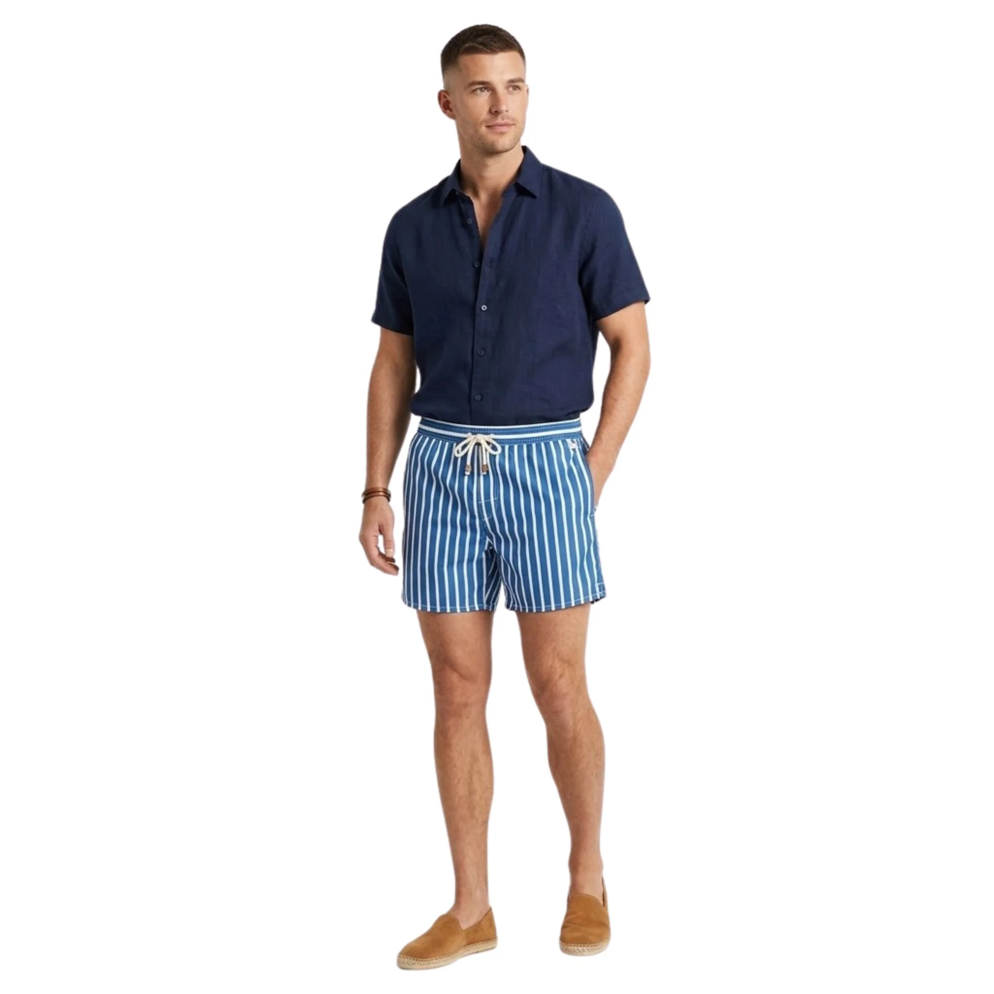 Heren Korte Broek Gestreept Casual Stijl met Elastische Tailleband