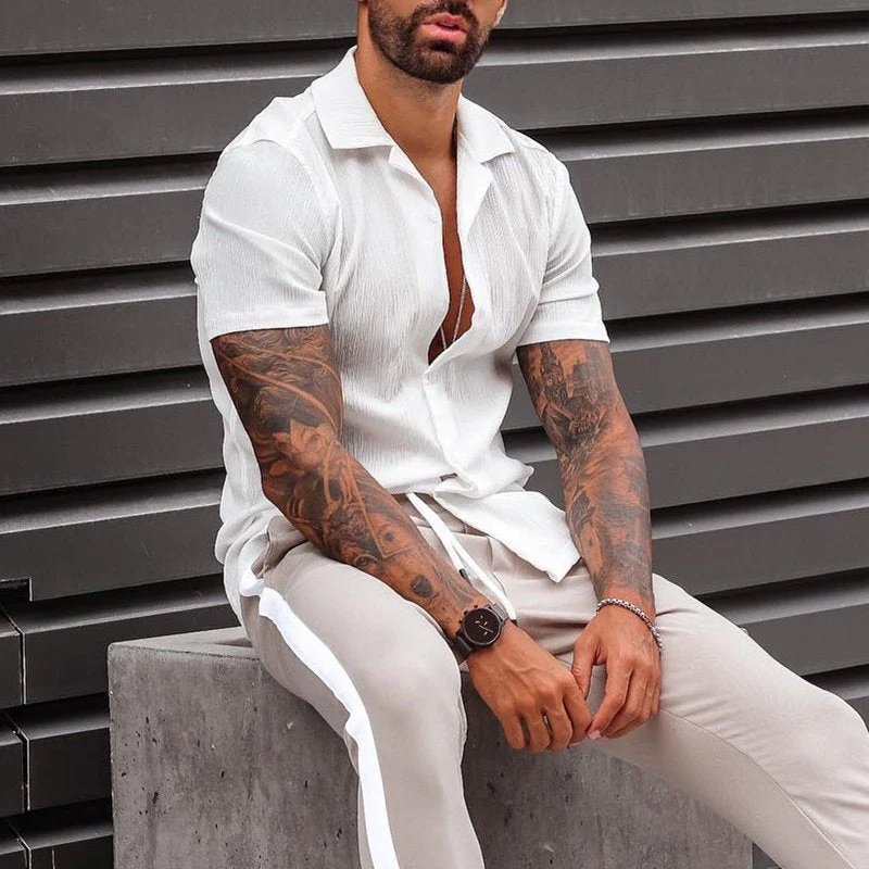 Heren Korte Mouwen Shirt Losse Pasvorm - Image 2
