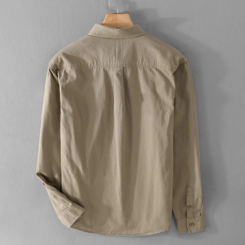 Heren Lange Mouw Shirt Casual Katoen en Linnen - Image 2
