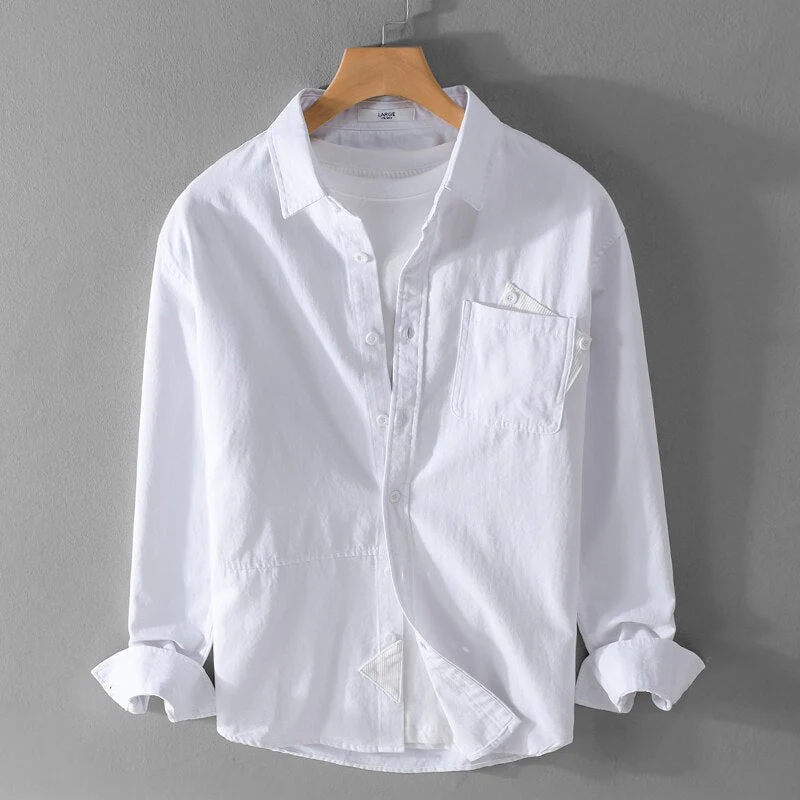 Heren Lange Mouw Shirt Casual Katoen en Linnen - Image 4