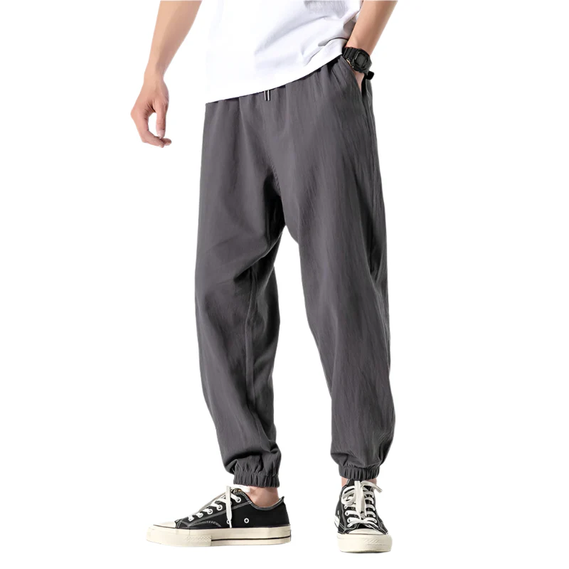 Heren Linnen Broek Comfortabele Snit Katoen