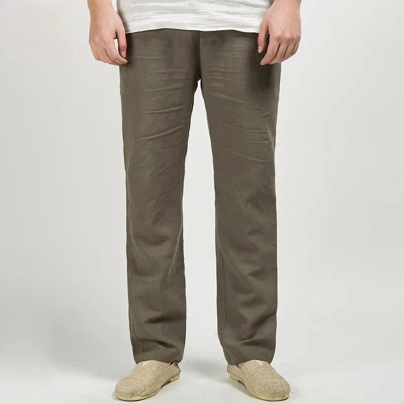Heren Linnen Broek Relaxed Rechte Pasvorm Ademend Lichtgewicht - Image 3