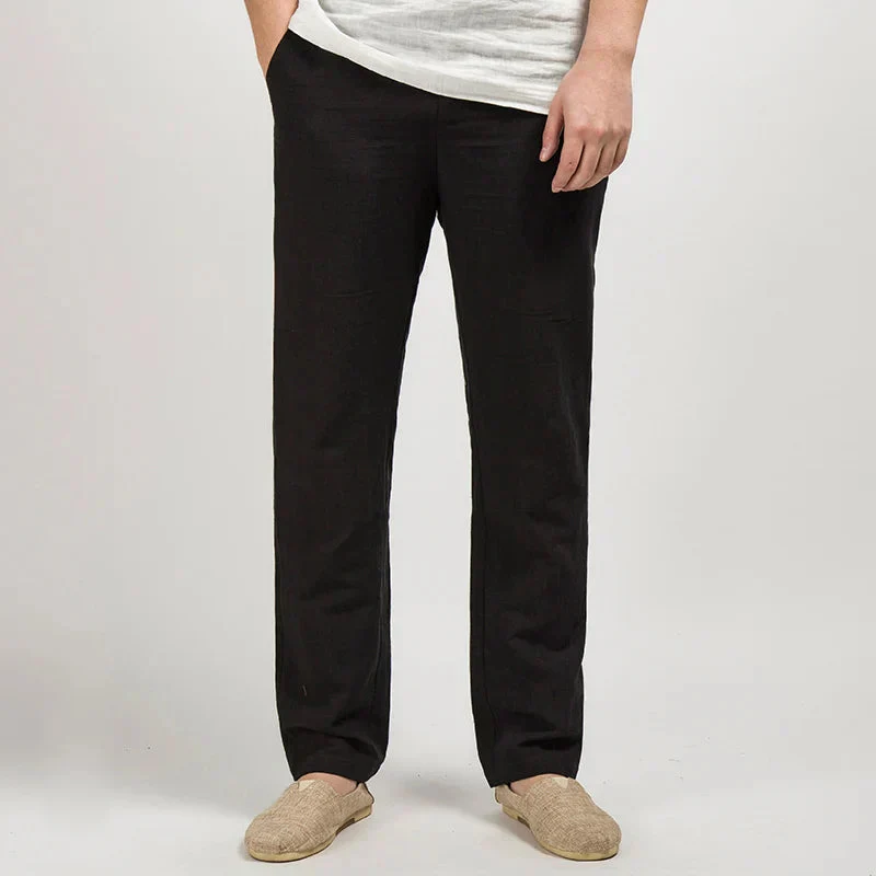 Heren Linnen Broek Relaxed Rechte Pasvorm Ademend Lichtgewicht - Image 4
